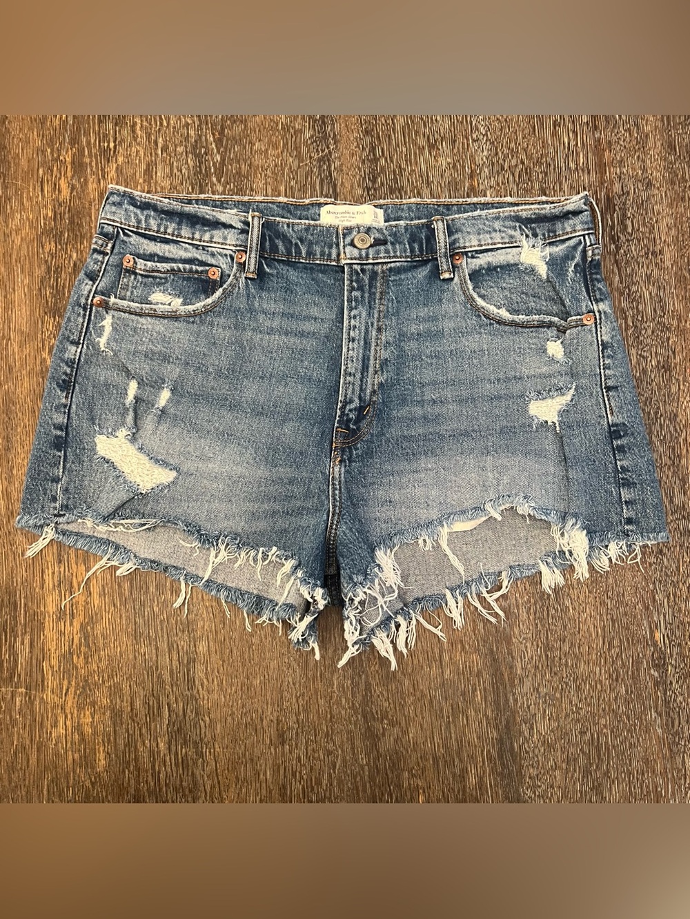 Abercrombie & Fitch High Rise Cutoff Distressed Mom Shorts Size 33/16